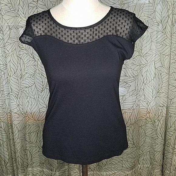 NEW Women/'s ELLE Embroidered Peplum Sweater Top Shirt Short Sleeve Black